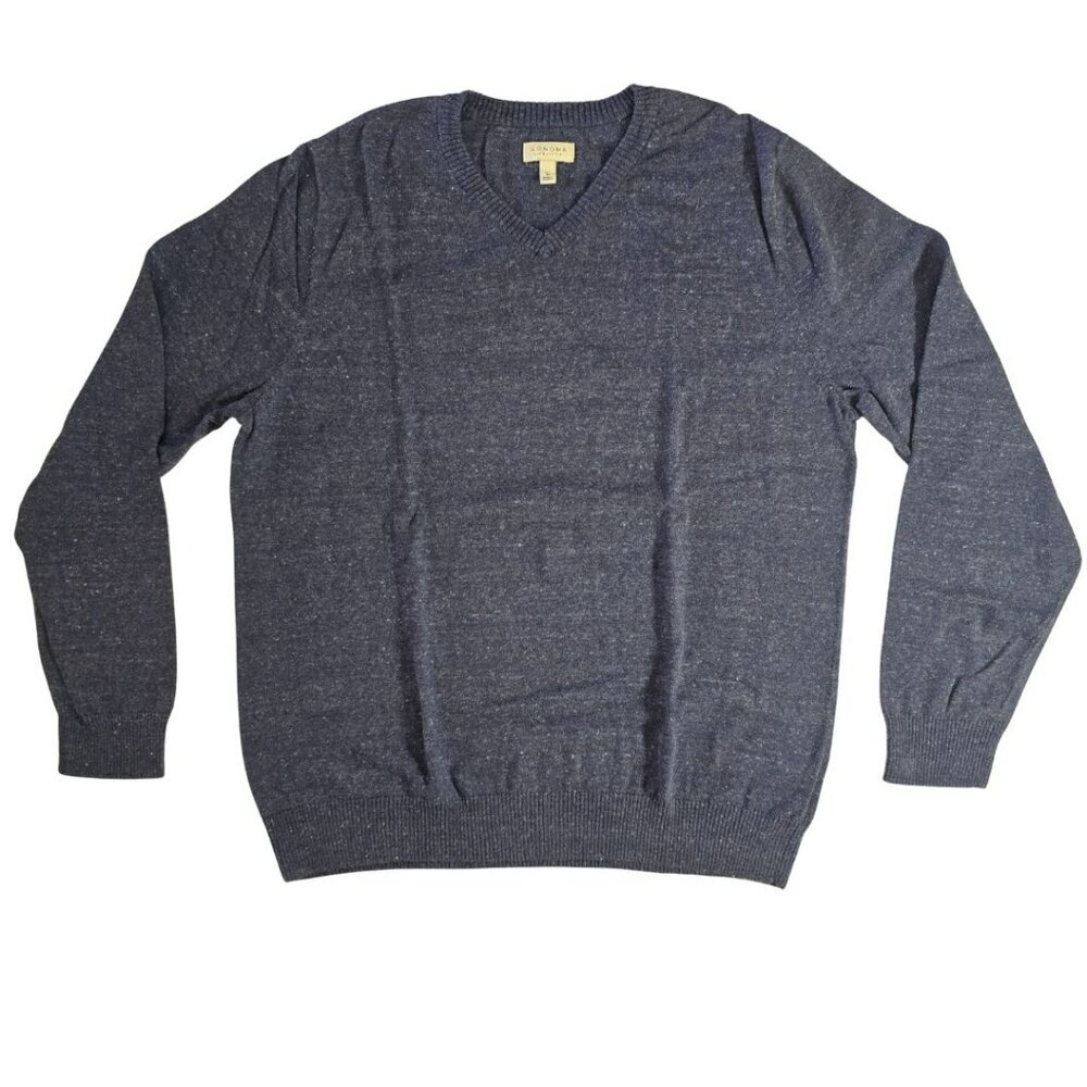 Sonoma LifeStyle Men’s Navy Blue V Neck Cotton Sweater Size L